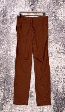 Max Mara Pants US 10 Womens Brown Ruched Slim Straight Leg Trouser